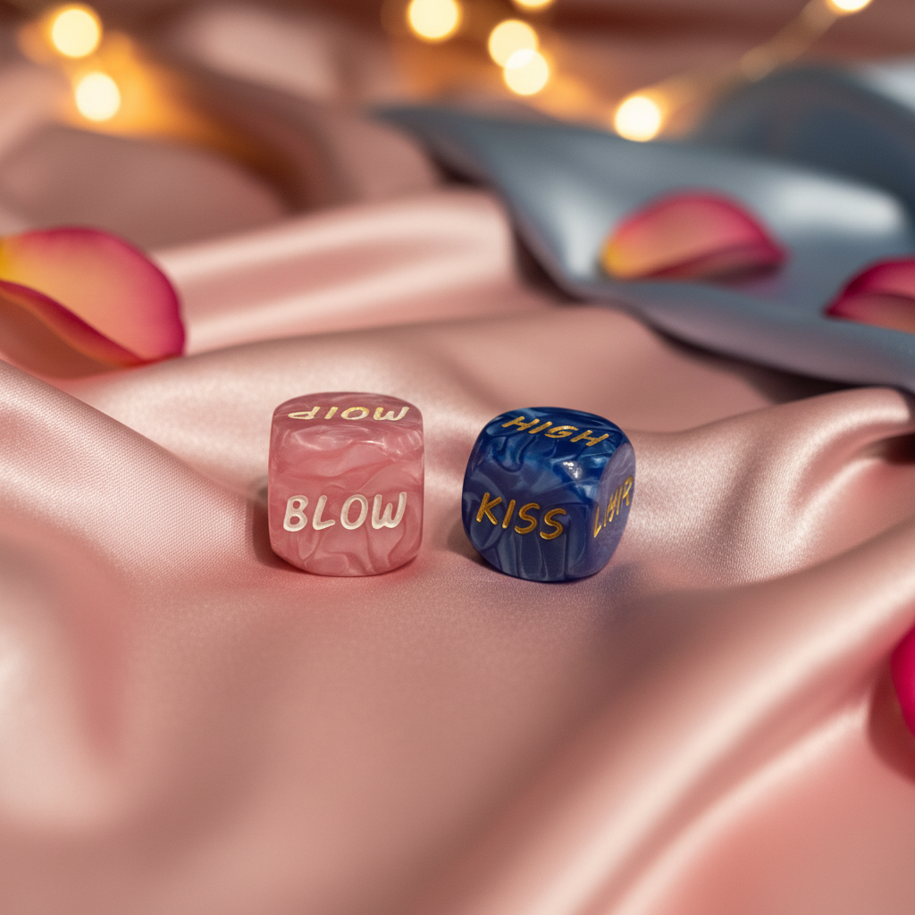 Sensuele dobbelstenen roze en blauw voor koppels - intiem spel