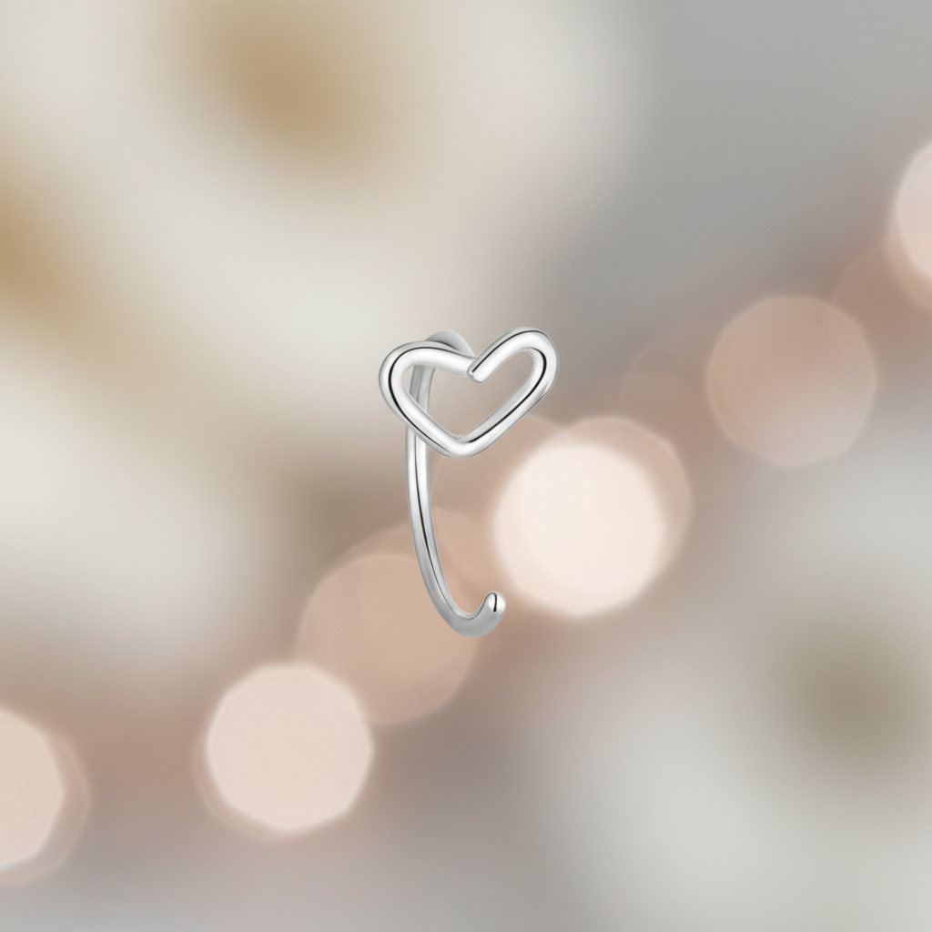 Hart neuspiercing zilver josujo stijl