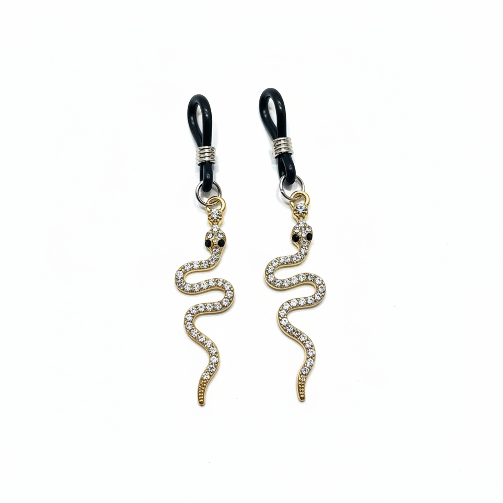 Gouden slangen tepelhangers met kristallen - josujo body jewelry