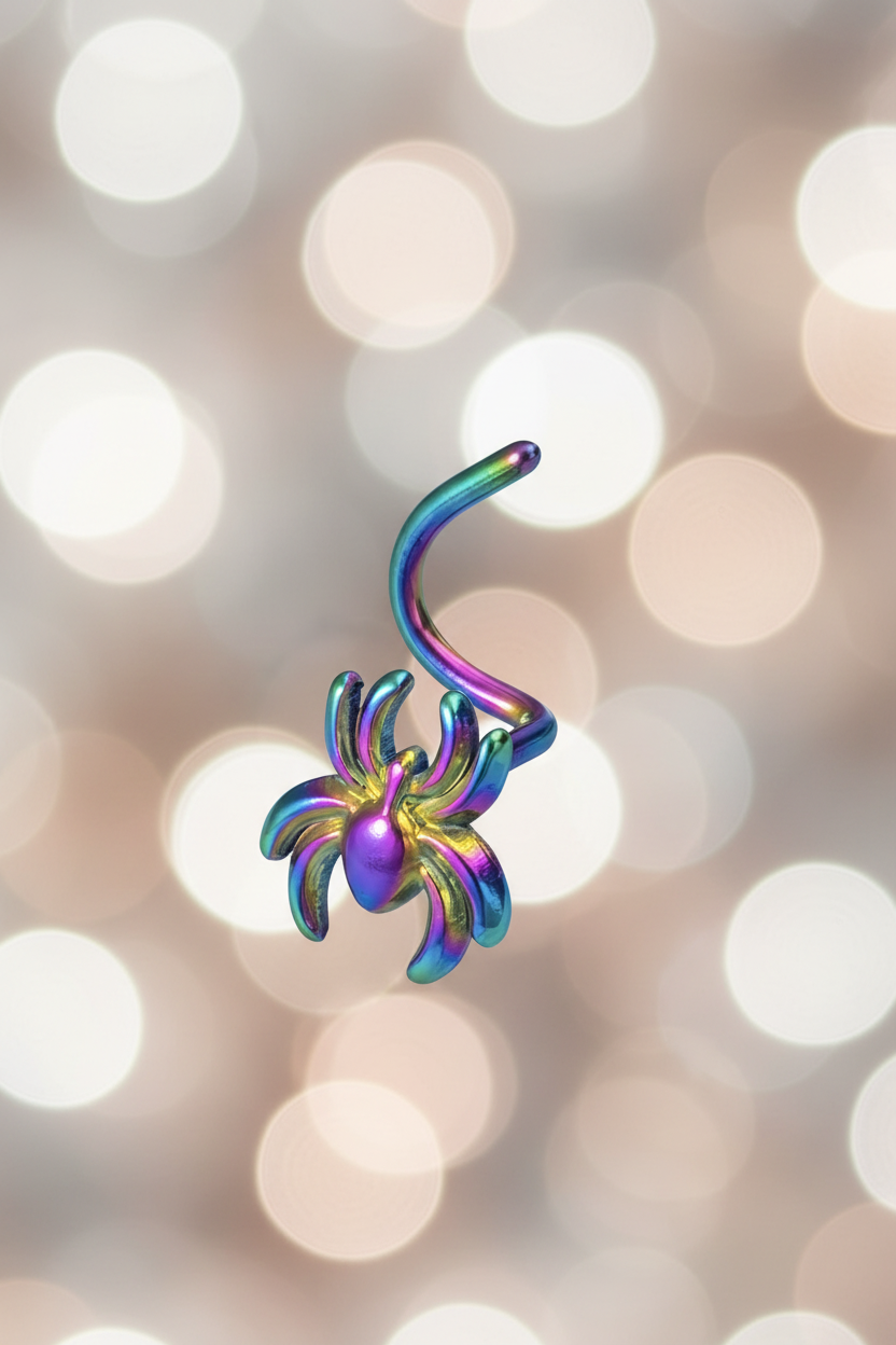 Regenboog spin neuspiercing