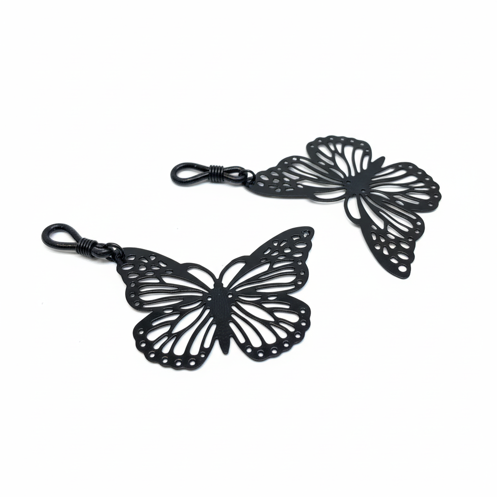 Black butterfly tepelhangers - zwart vlinderdesign - josujo body jewelry