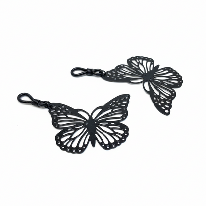 Black butterfly tepelhangers - zwart vlinderdesign - josujo body jewelry