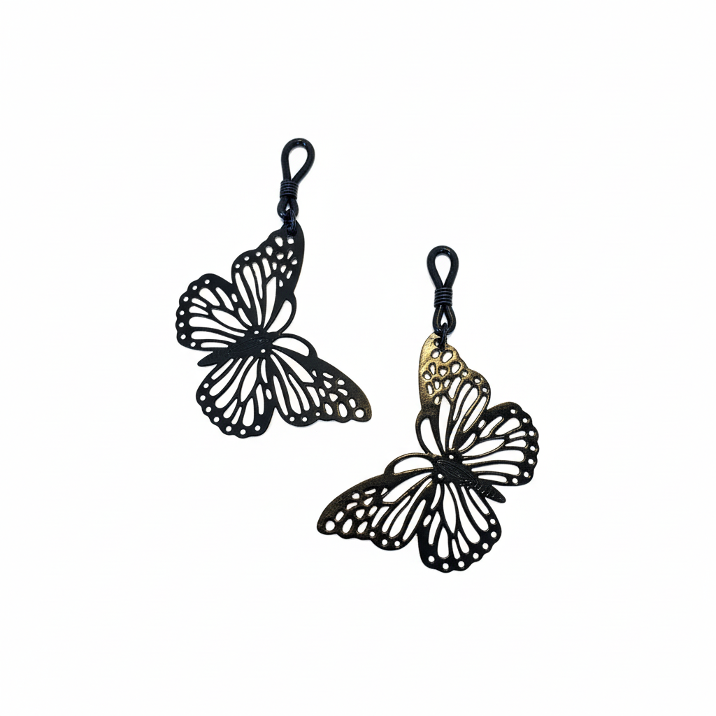 Black butterfly tepelhangers - zwart vlinderdesign - josujo body jewelry