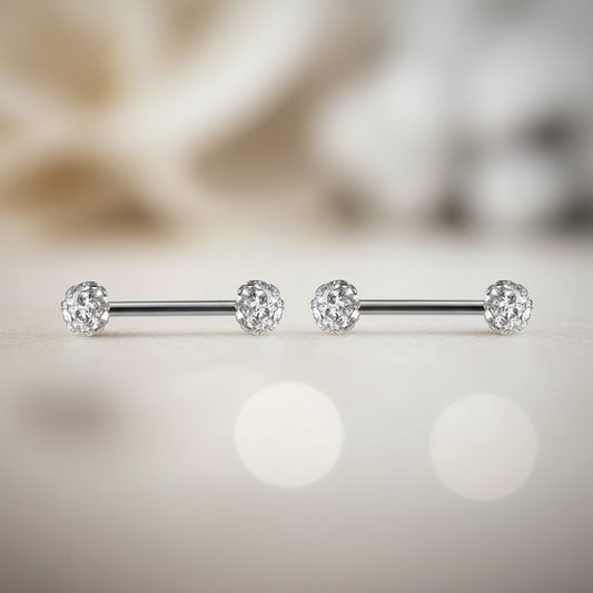Crystal Ball Barbell Piercings Horizontal