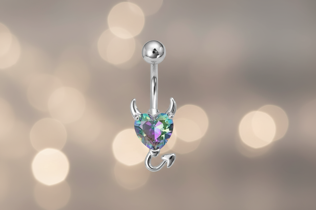 Navelpiercing hart duivelsstaart rainbow josujo stijl