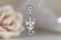 Navelpiercing hart duivelsstaart zilver transparant josujo stijl