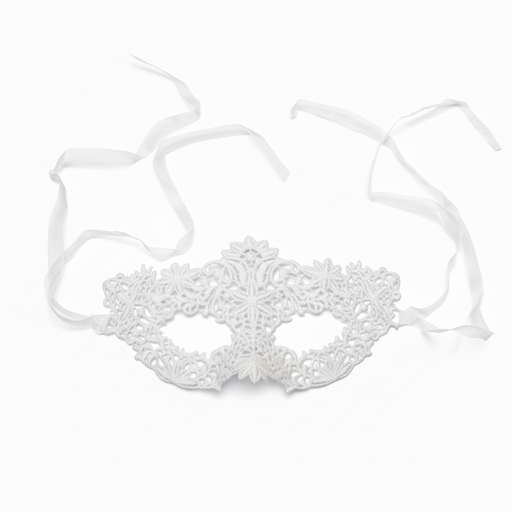 Wit kanten masker met bloemenpatroon