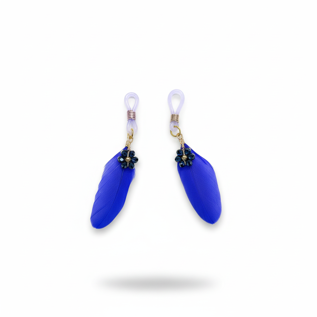 Blue Feather tepelhangers met kristallen - josujo body jewelry