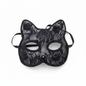Zwart kanten kattenmasker met kattenoortjes en kristallen hartje