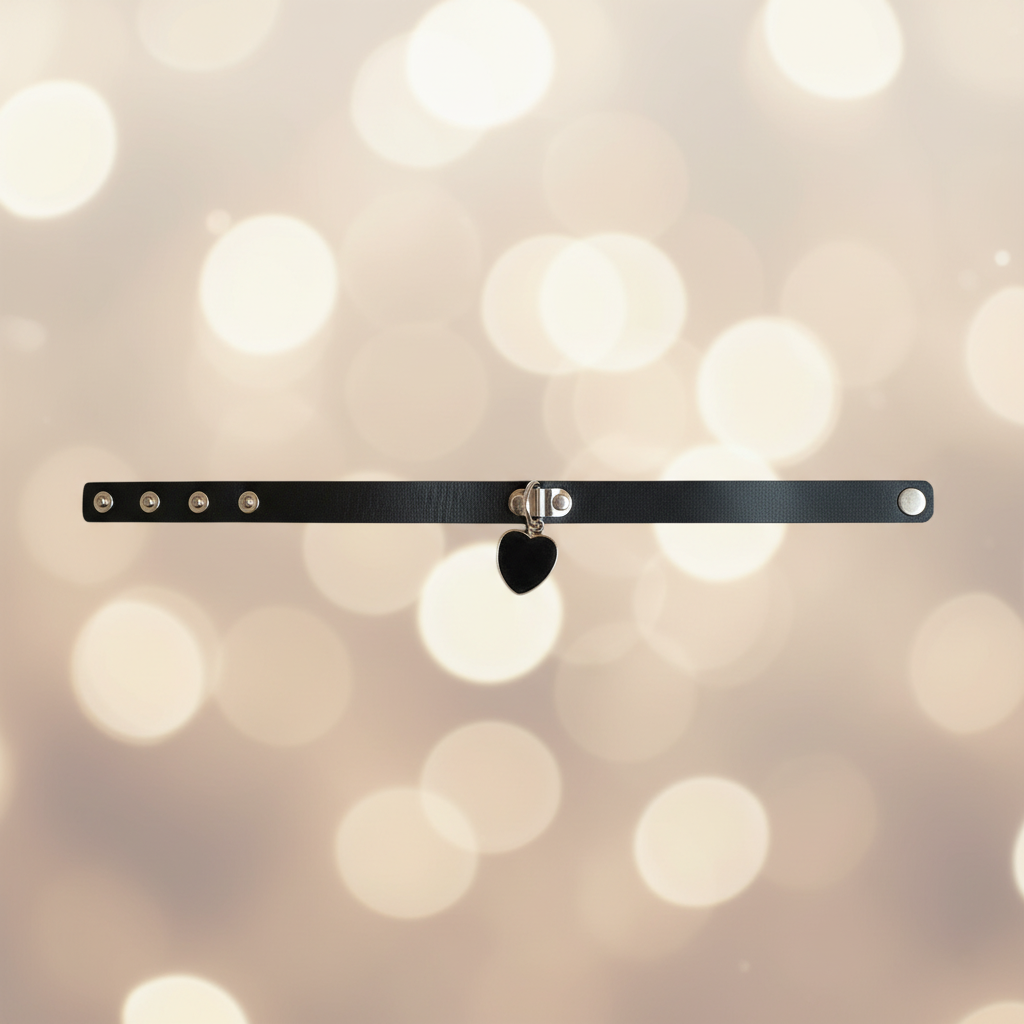 Zwarte choker met zwart hart bedel - elegante achtergrond