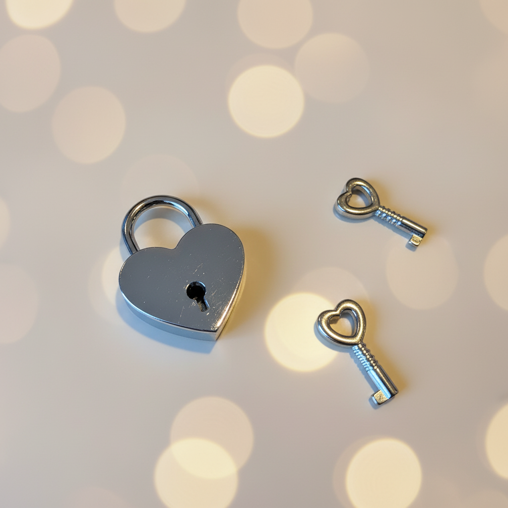 Hartslot met sleuteltjes - close-up detail