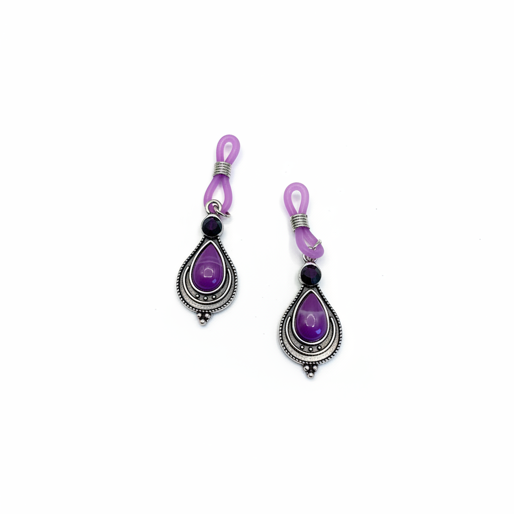 Purple Teardrop tepelhangers detail - josujo