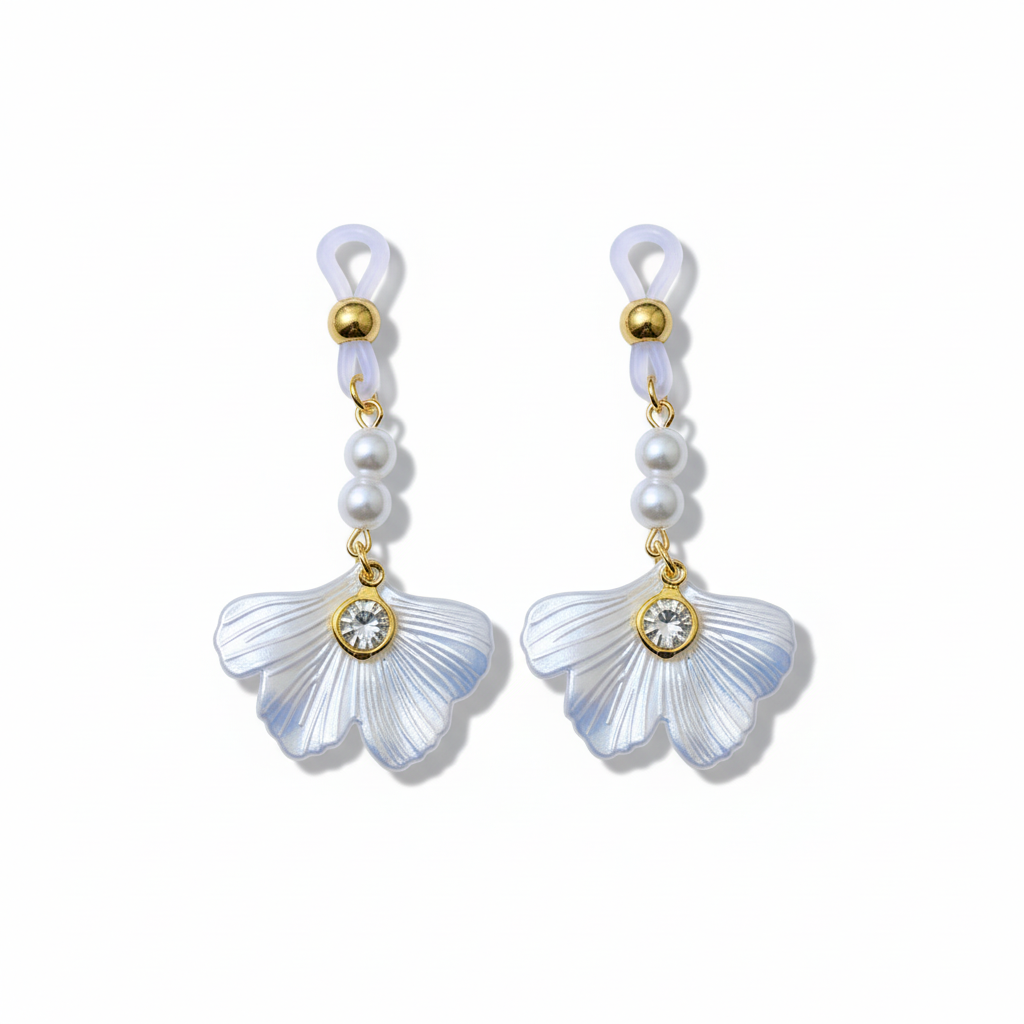 Bloem tepelhangers met iriserende parels en bloemblaadjes hangers