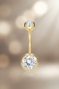 Navelpiercing Goud & Zilver met Kristallen