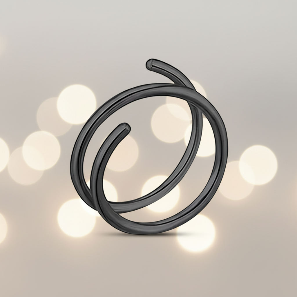 Spiraal neuspiercing zwart josujo stijl