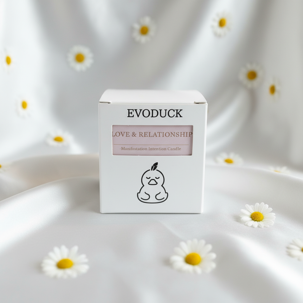 EVODUCK Love & Relationship kaars verpakking met madeliefjes