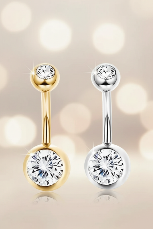 Navelpiercing Goud & Zilver met Kristallen