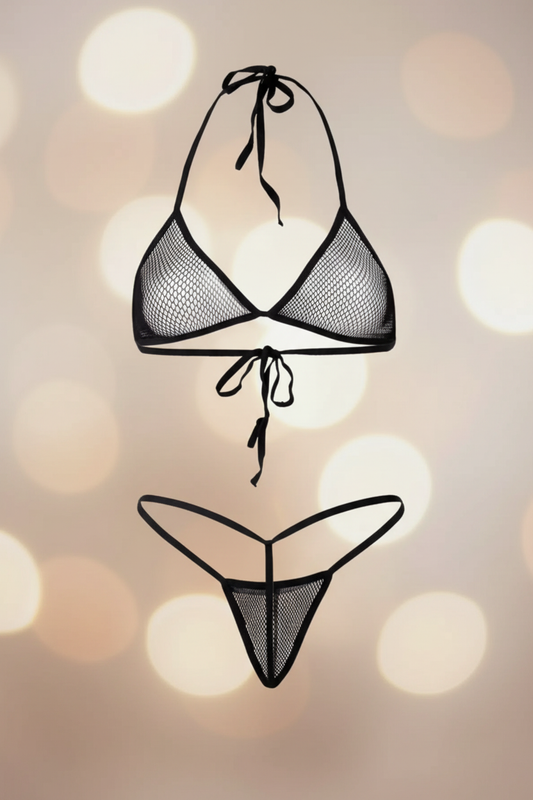Zwart Mesh Lingerie Setje