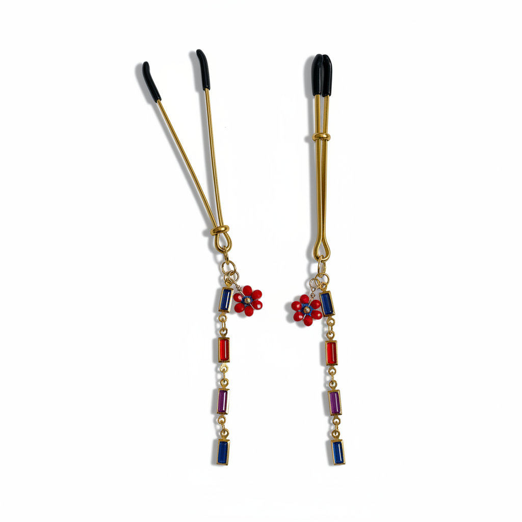 Bloem tepelhangers met gekleurde email staafjes