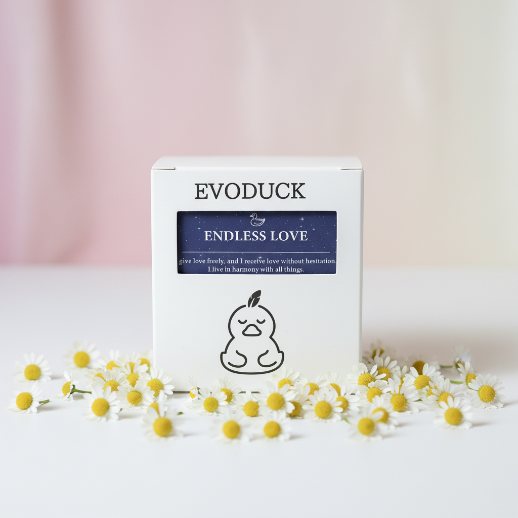 EVODUCK Endless Love kaars verpakking met madeliefjes