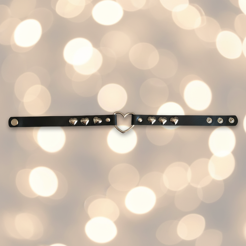 Zwarte choker met zilveren hartjes - elegante sensuele achtergrond