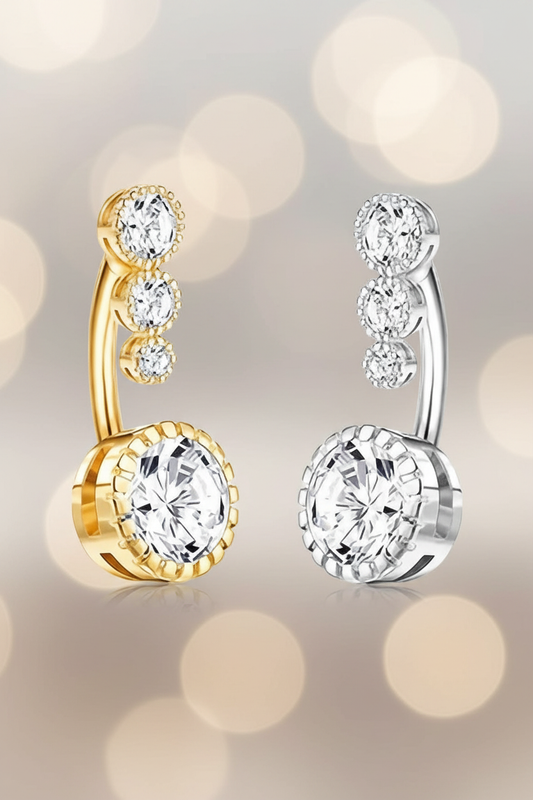 Navelpiercing Goud & Zilver met Kristallen Crown