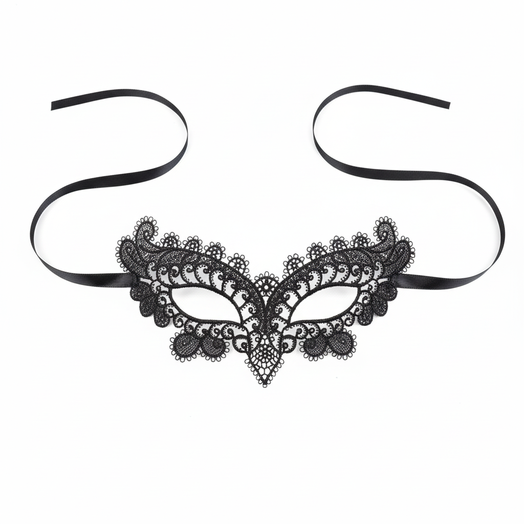 Zwart kanten masker met elegant bloemenpatroon