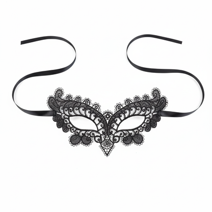 Zwart kanten masker met elegant bloemenpatroon