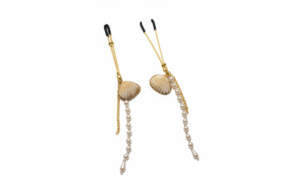 Schelp tepelklemmen met parels overzicht