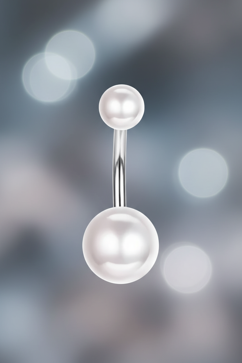 Navelpiercing Goud & Zilver met Parels