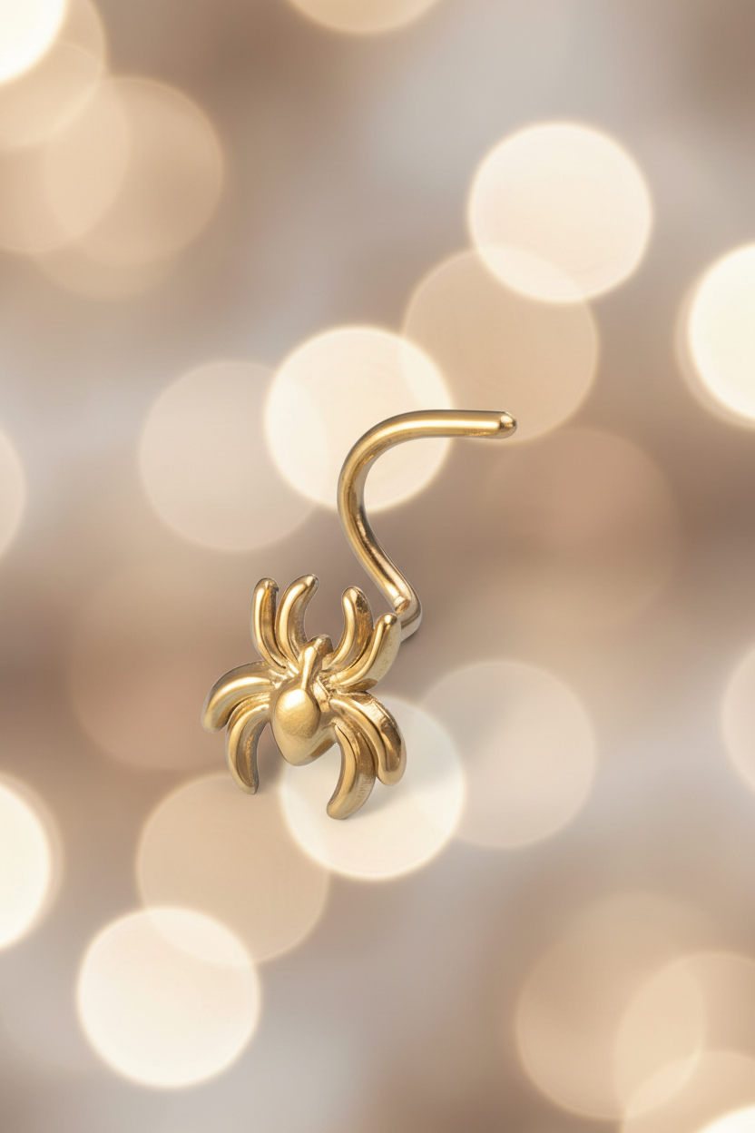 Gouden spin neuspiercing