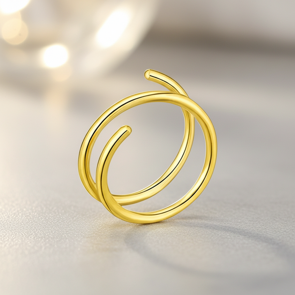 Spiraal neuspiercing goud josujo stijl