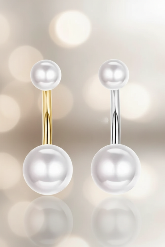 Navelpiercing Goud & Zilver met Parels