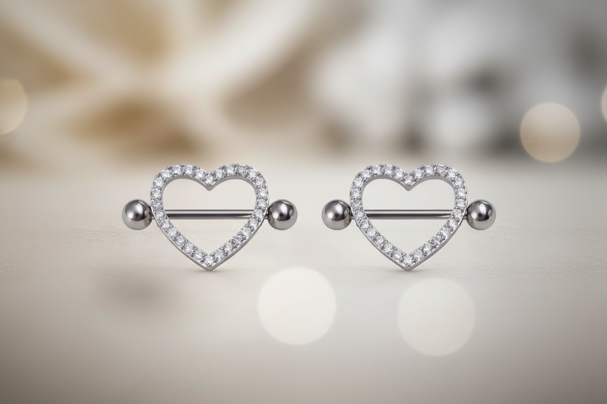 Tepelpiercing kristallen hart josujo stijl