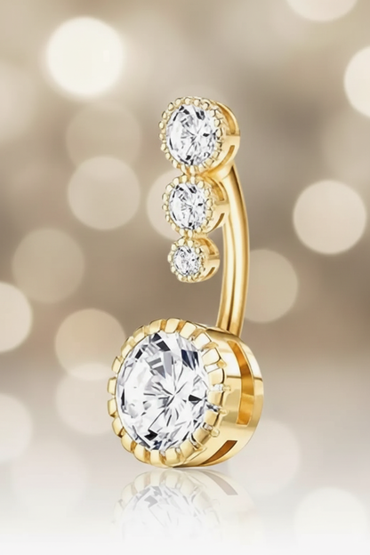 Navelpiercing Goud & Zilver met Kristallen Crown