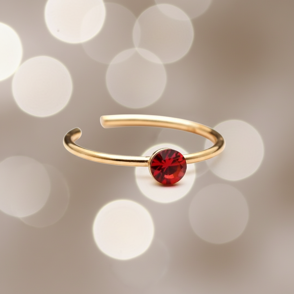Neusring goud rood kristal josujo stijl