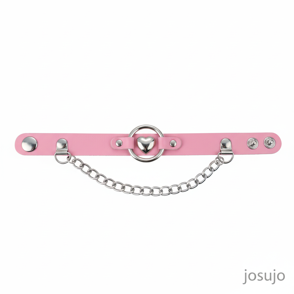 Roze hart O-ring armband met josujo logo