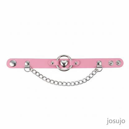 Roze hart O-ring armband met josujo logo