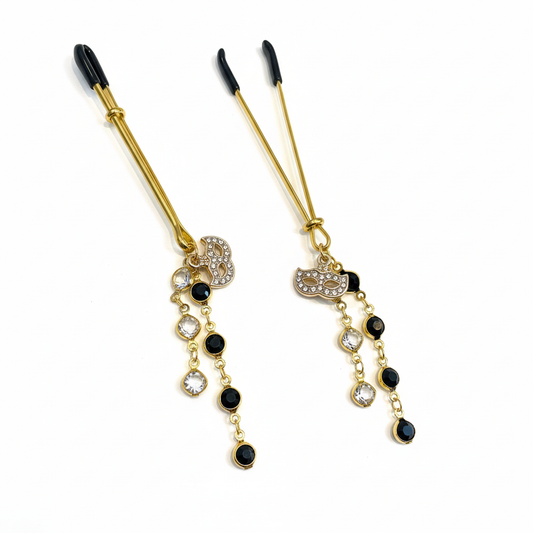 Maan tepelhangers goud met kristallen - overzicht