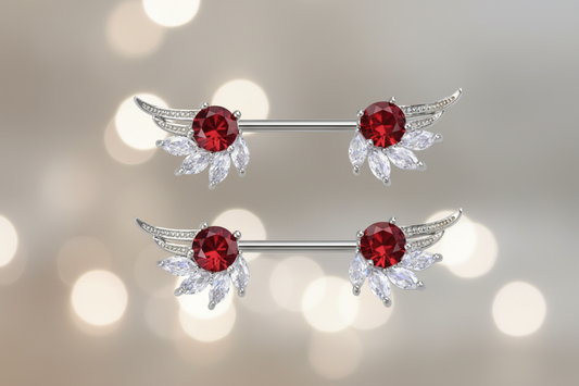 Rode kristallen vleugel tepelpiercing josujo stijl