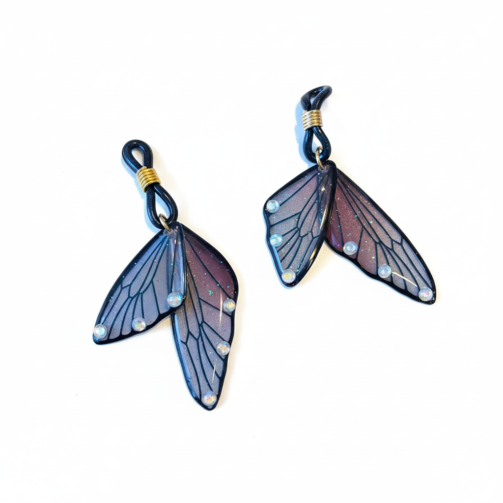 Vlindervleugel tepelhangers blauw met iriserende glitter