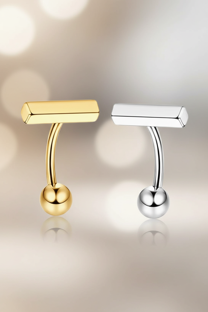 T-bar Piercing Goud & Zilver