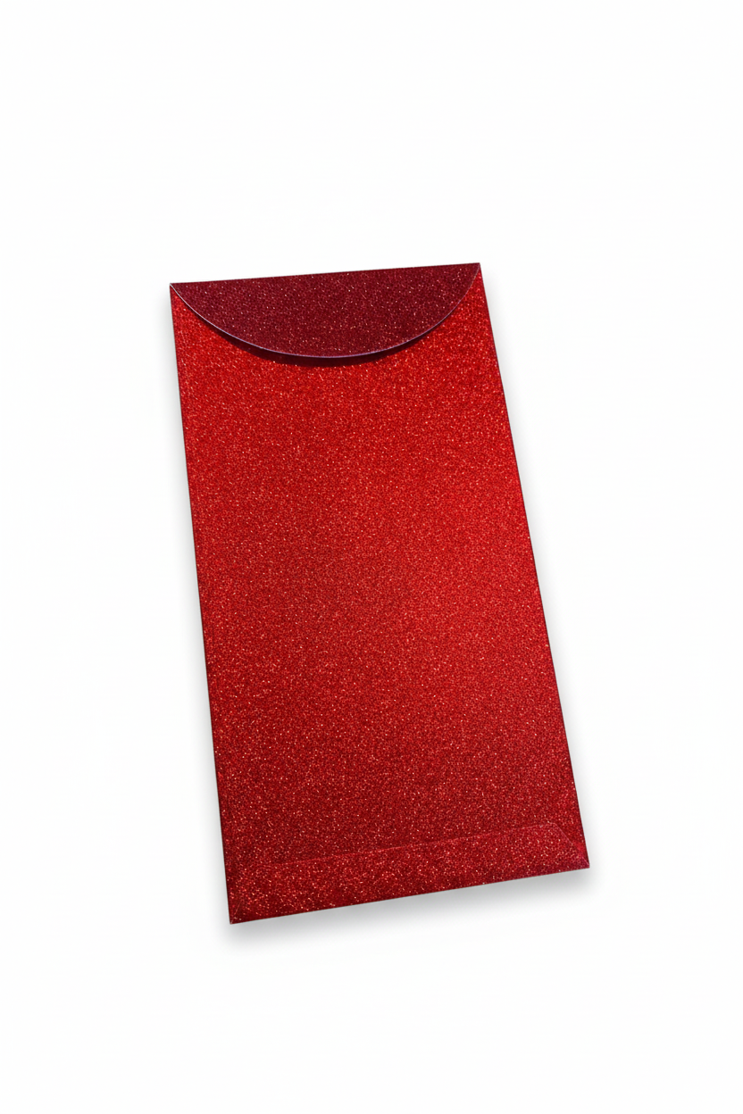 Rode glitter enveloppe achterkant op wit